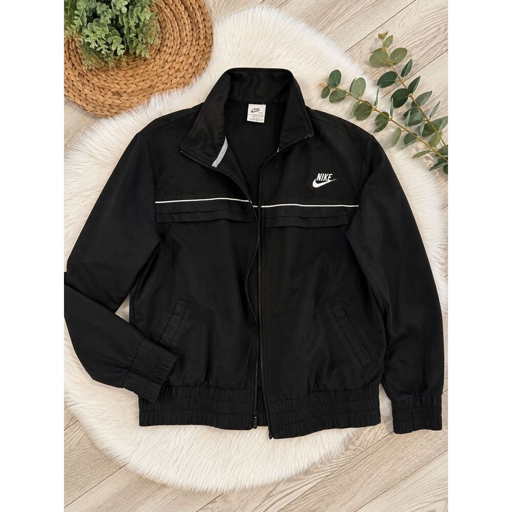 Nike Black Full Zip Track Jacket Women's Medium Athletic Sportswear Swoosh